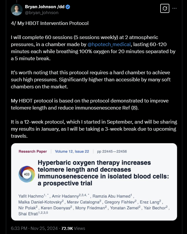 bryan johnson hyperbaric chamber